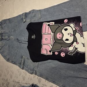 cargo Jeans And Black and Pink KAROMI Graphic Tee